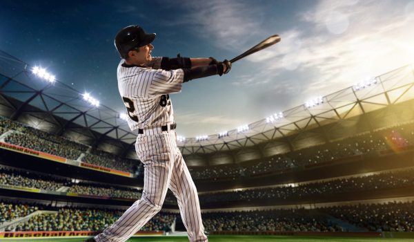 Professional baseball player in action on grand arena